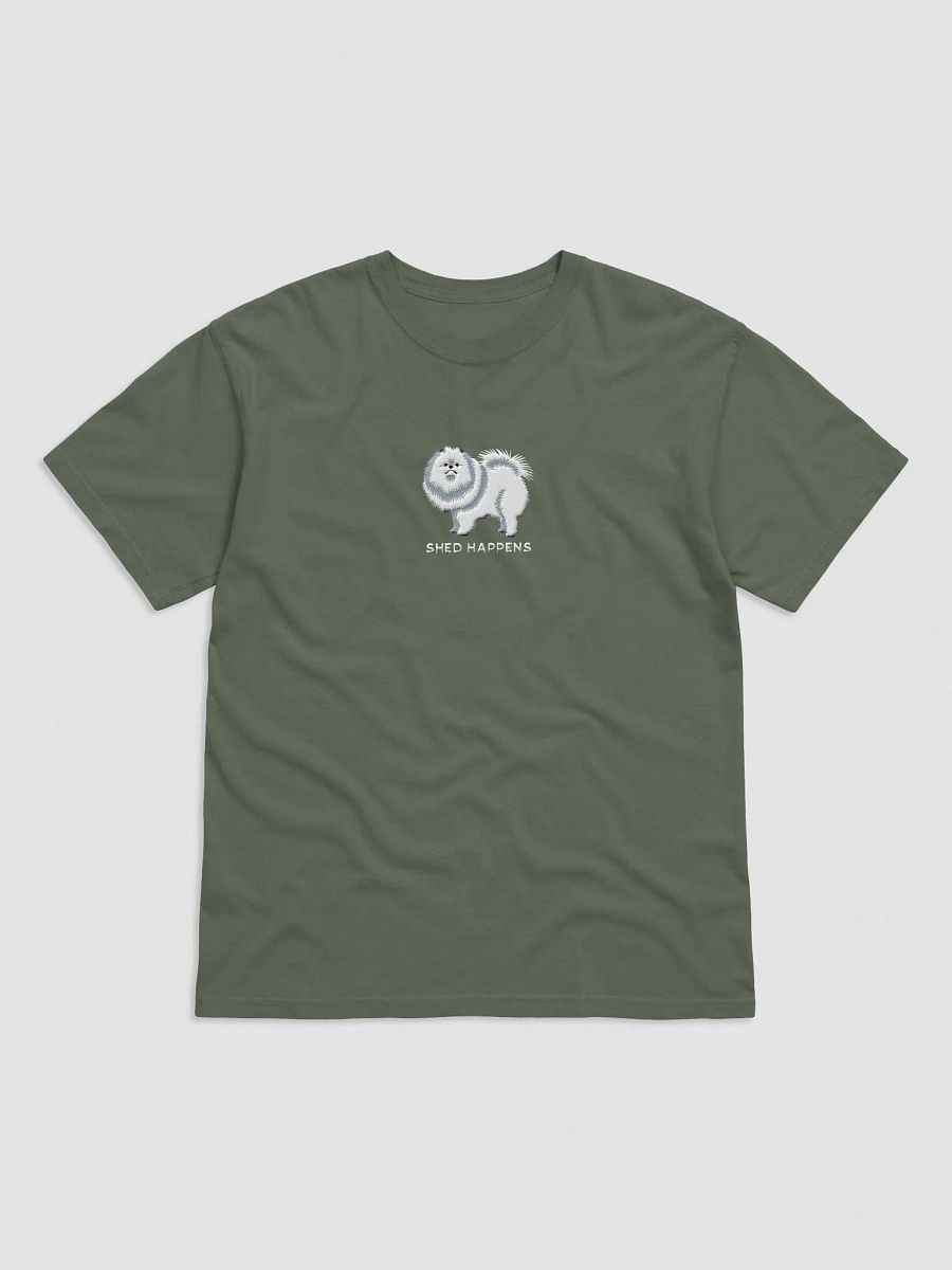 Shed Happens T-Shirt(Embroidered) of a Pomeranian(White) product image (25)