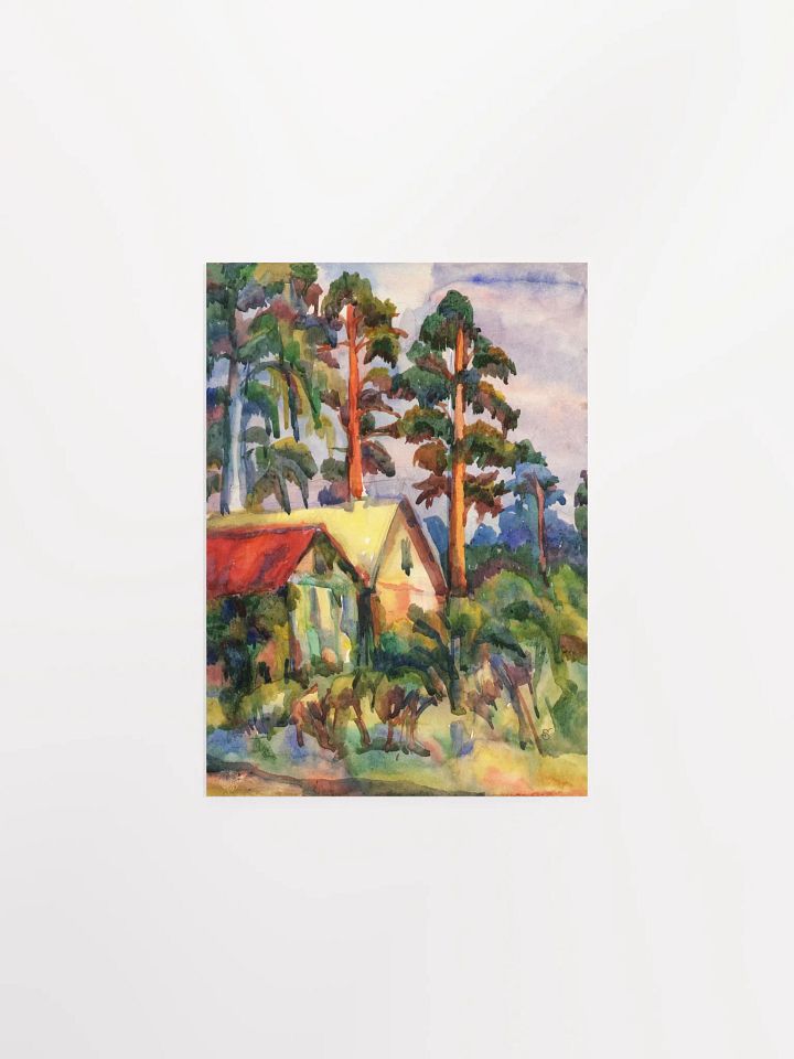 Serene Rustic Retreat Poster - Cottages in Pine Forest product image (2)