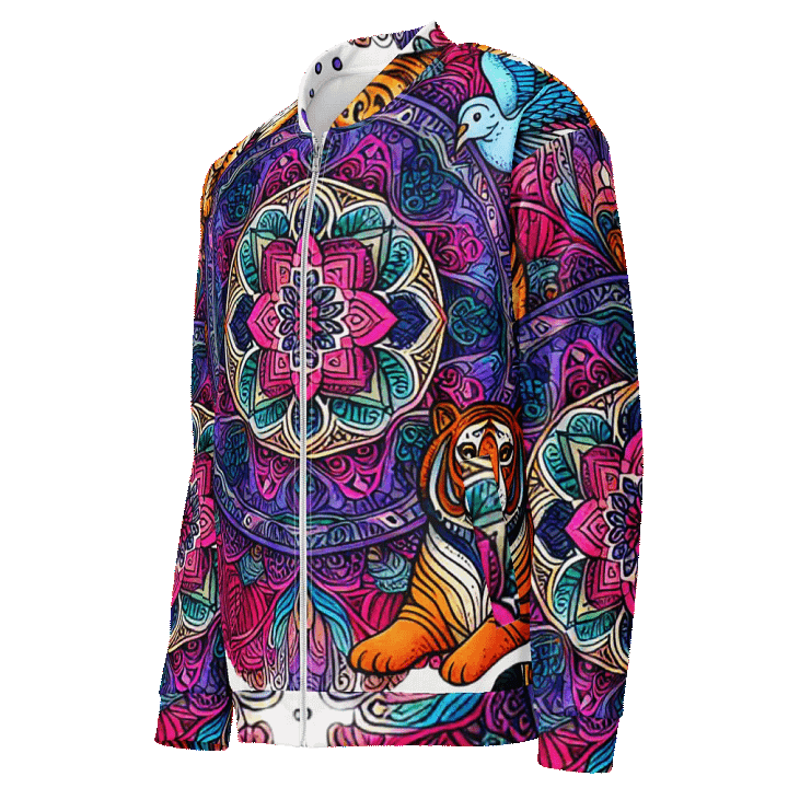 Women's Zipper Jacket with Colorful Animal Mandala Design – Stylish and Eye-Catching! product image (1)