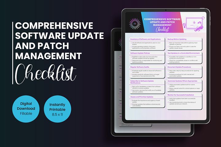 Software Update and Patch Management Checklist Digital PDF Download Instantly Printable Fillable product image (1)