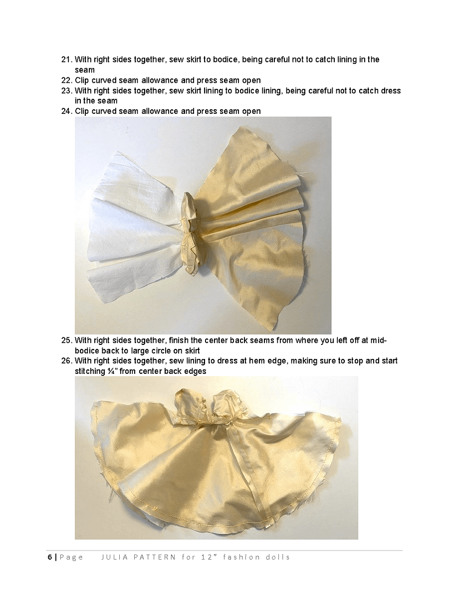 Julia sewing pattern for 12" fashion dolls product image (3)