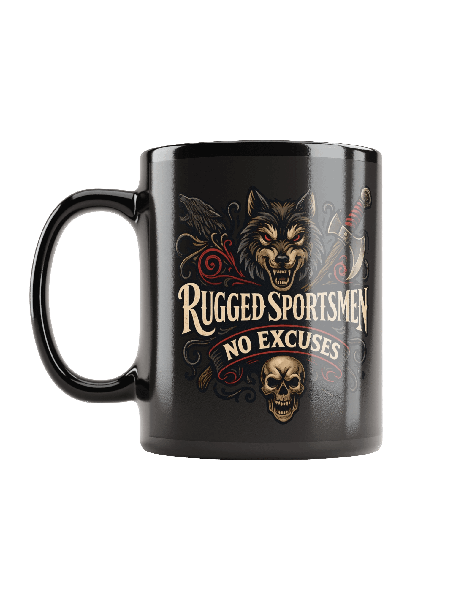 Coffee Mug Rugged Sportsmen Wolf Skull Axe Outdoor Adventure product image (11)