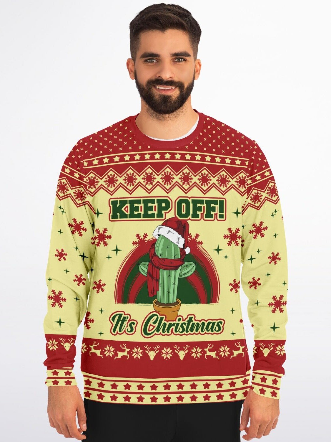 "Keep Off" Cactus Christmas Sweatshirt | Funny Ugly Christmas Sweater | Sassy Holiday Party Outfit product image (5)