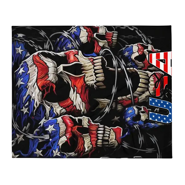 Patriotic Skulls Throw Blanket product image (1)