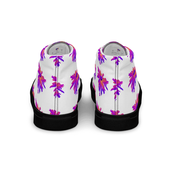 Abstract Pink Floating Daisy Flower Women's Black Toe High Top Canvas Shoes product image (2)