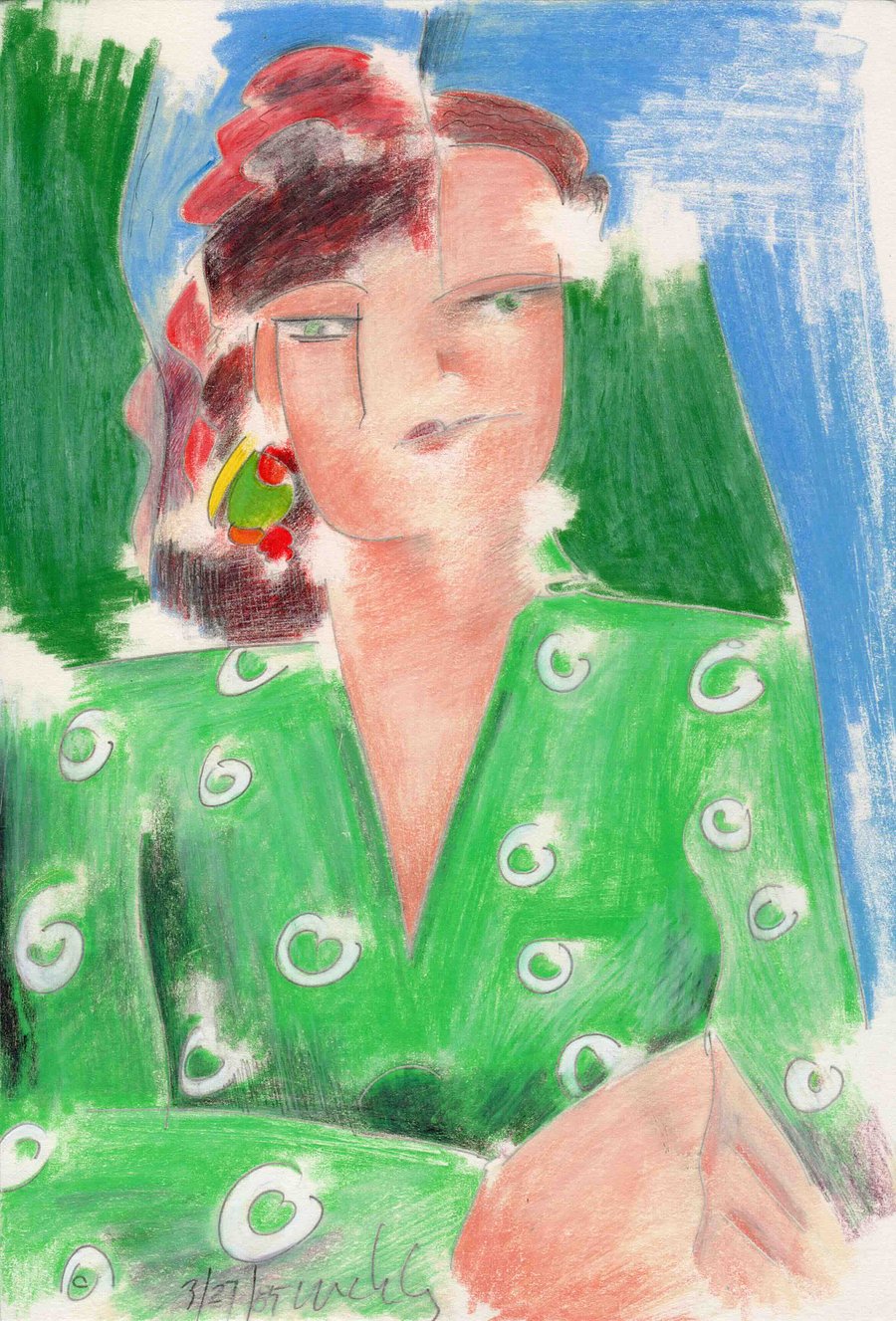 Woman in Green Shirt 03.27.85 print product image (1)