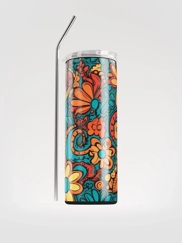Groovy Hippie Stainless Steel Tumbler | Eco-Friendly 20oz Cup with Reusable Straw! product image (1)