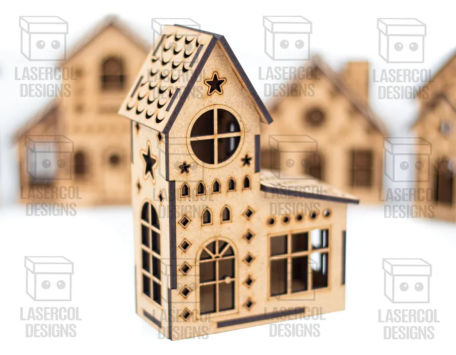 Christmas Houses Set 2 (5 Styles) - Laser Cut Files product image (8)