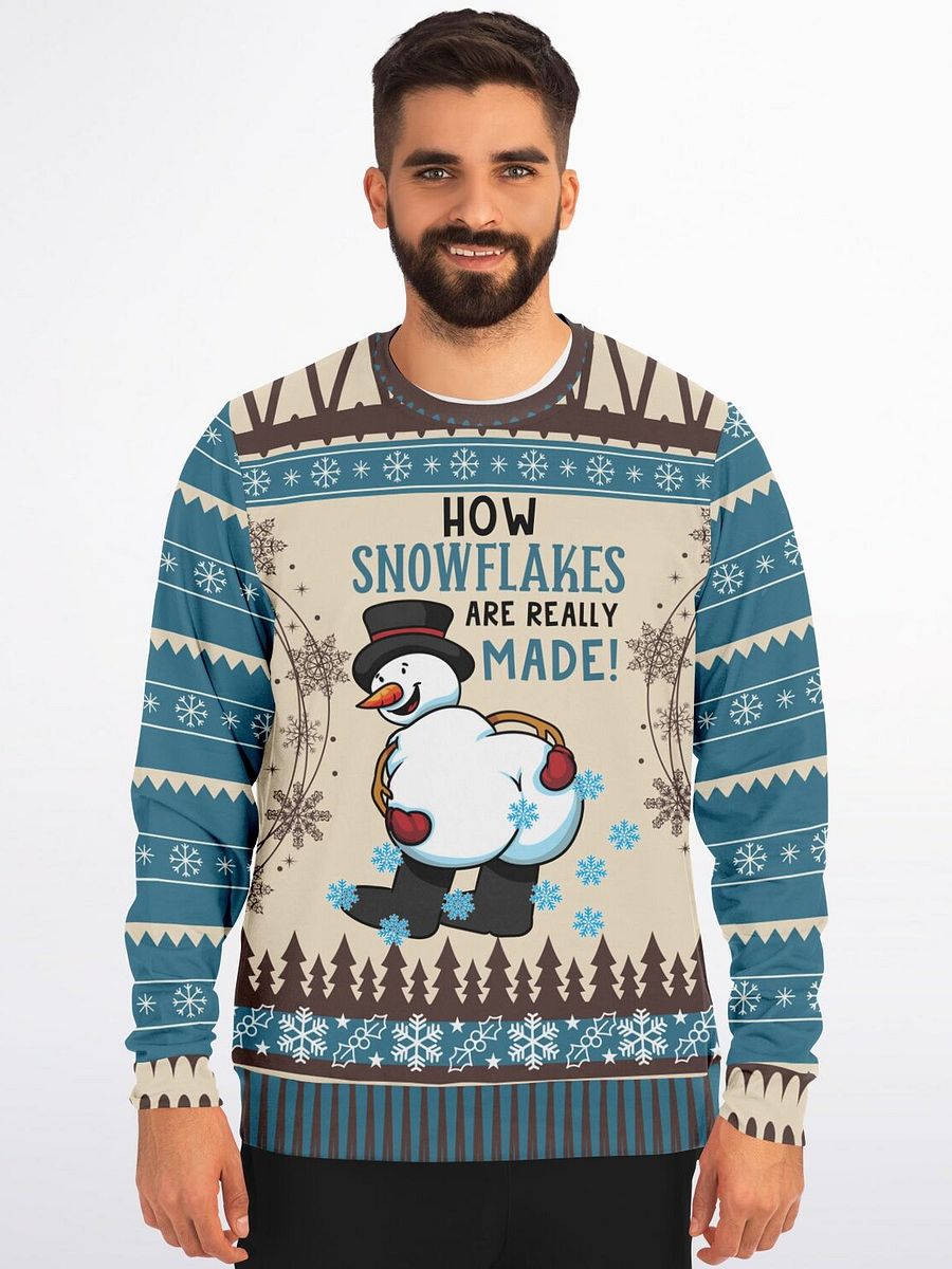 Funny Snowman Holiday Sweatshirt - "How Snowflakes Are Really Made" | Cheeky Christmas Sweater for Holiday Parties | Festive Winter Outfit product image (3)