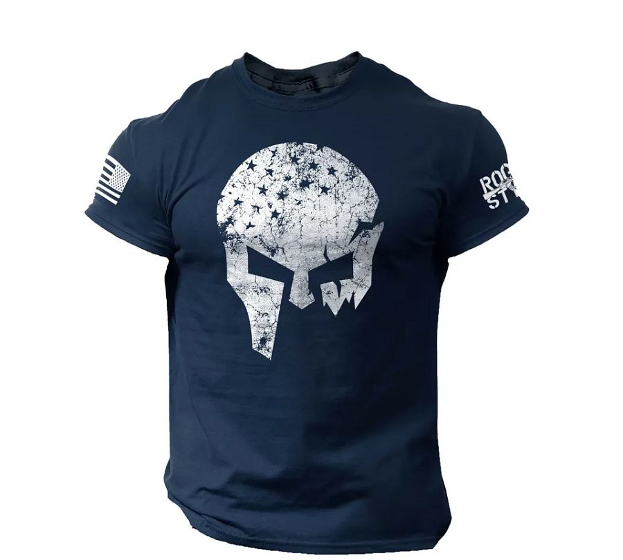 Skull Warrior Men's T Shirt Vikings American Flag Style US Veteran Tee product image (3)