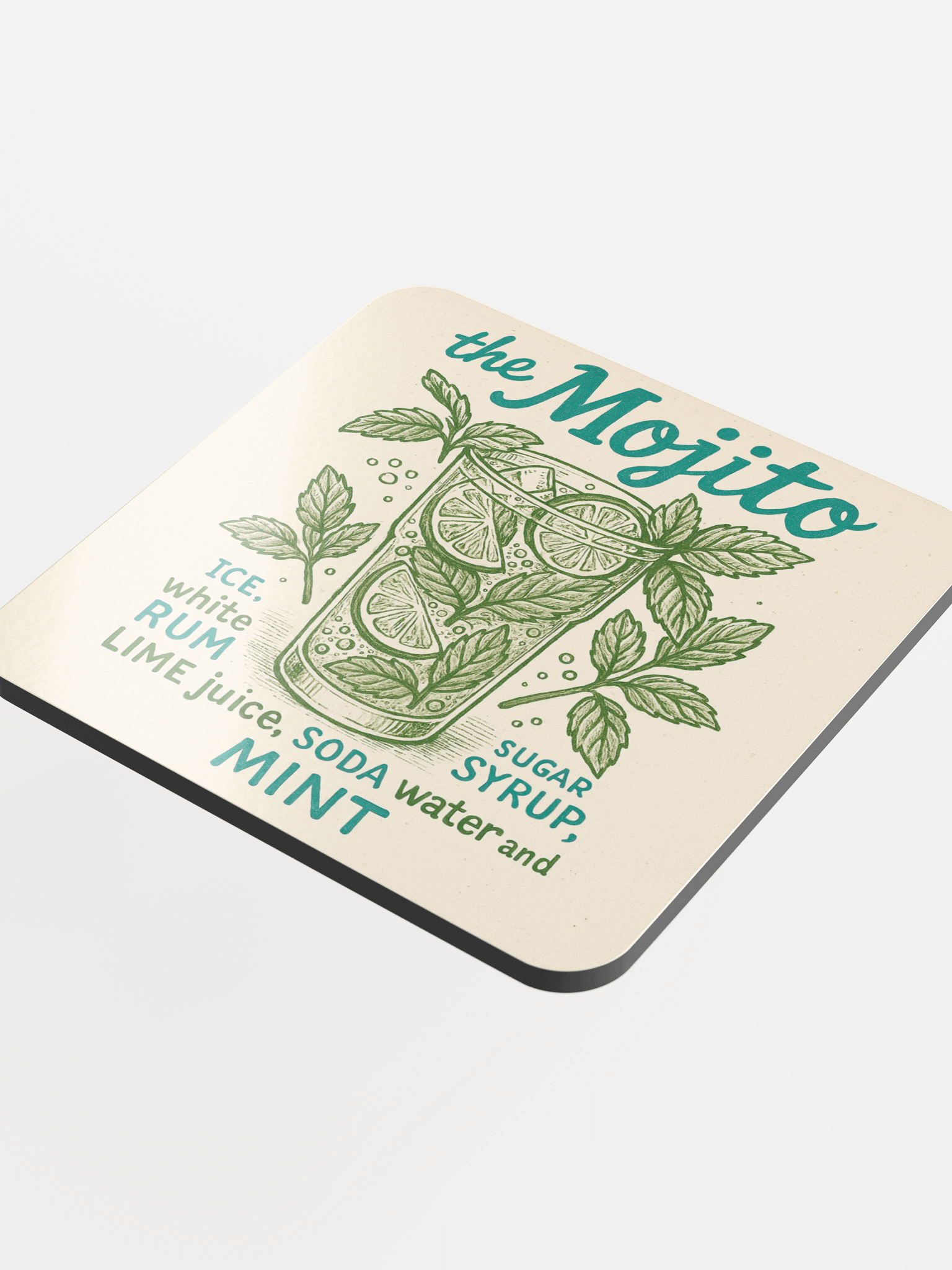 Mojito Cocktail Coaster – Illustrated Drink Recipe Decor product image (4)