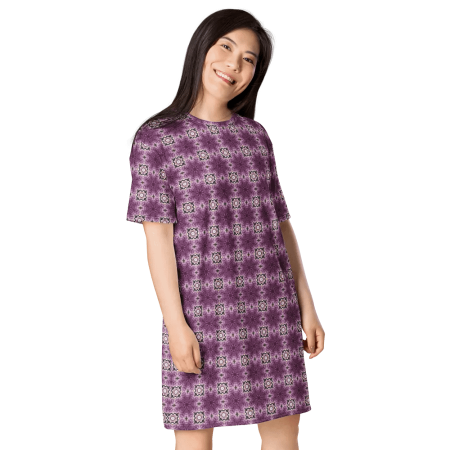 Geometric Purple Pattern T-Shirt Dress product image (4)