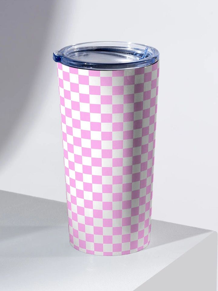 Checkered! Pastel Pink and White Checkers 20 oz Stainless Steel Tumbler product image (2)