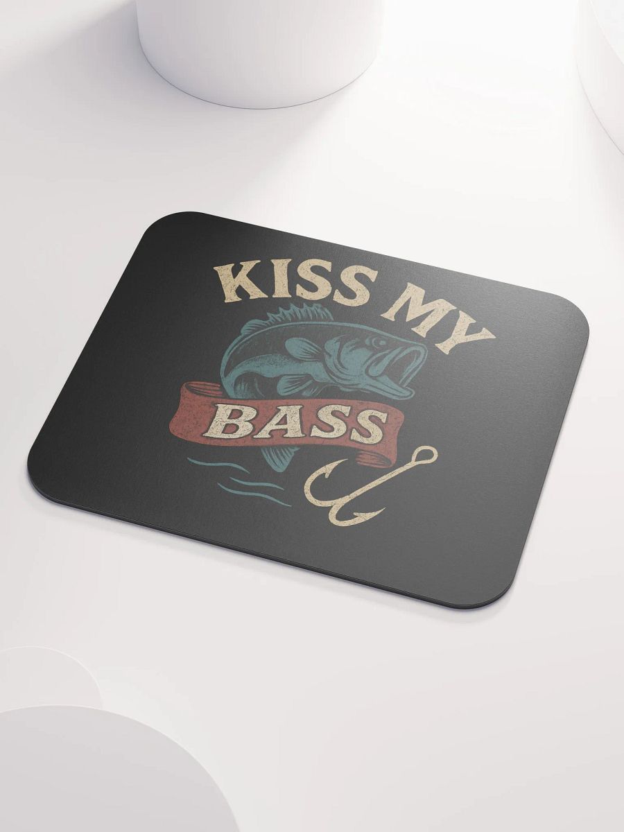 Kiss My Bass Mouse Pad – Vintage Fishing Humor Desk Decor product image (3)