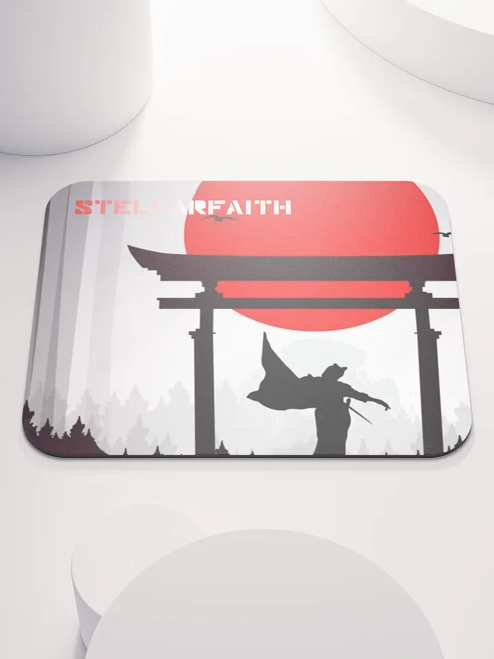 female samurai with red moon small mouse pad product image (1)
