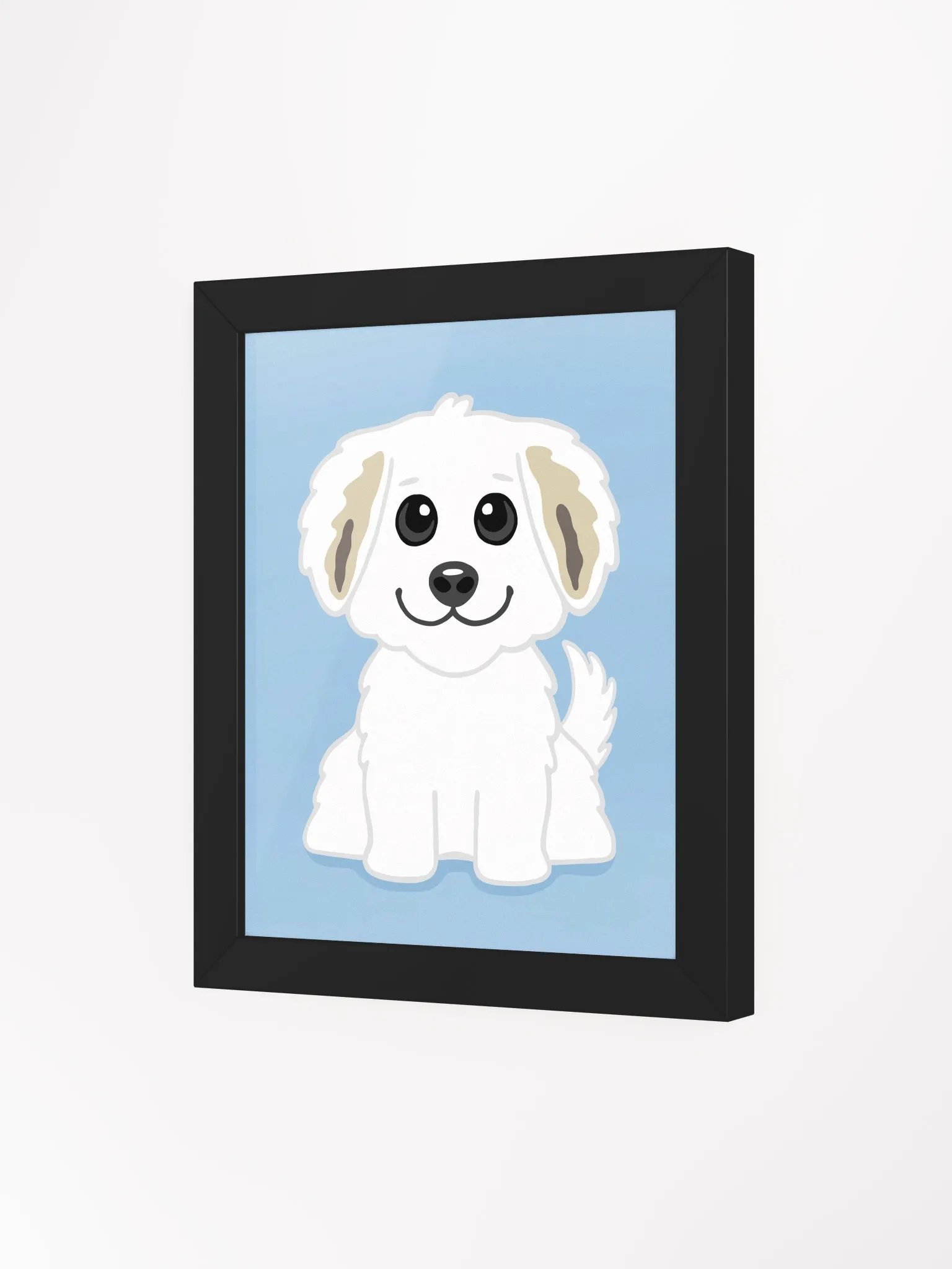 Adorable Cartoon White Puppy Framed Illustration product image (21)