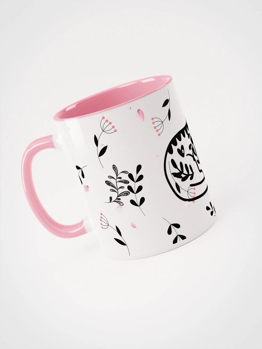 Whimsical Folk Art Cat Love Ceramic Mug|Housewarming Birthday Gifts Cute Mug (PINK) product image (3)