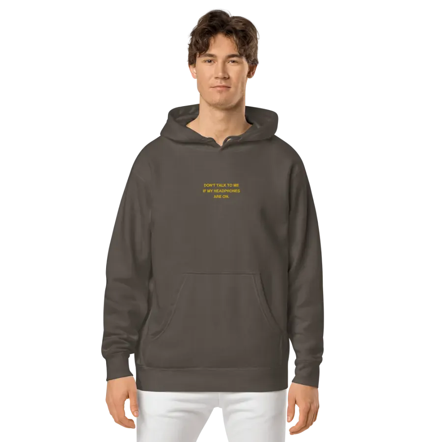 HEADPHONES ON (gold) embroidered pigment hoodie product image (3)