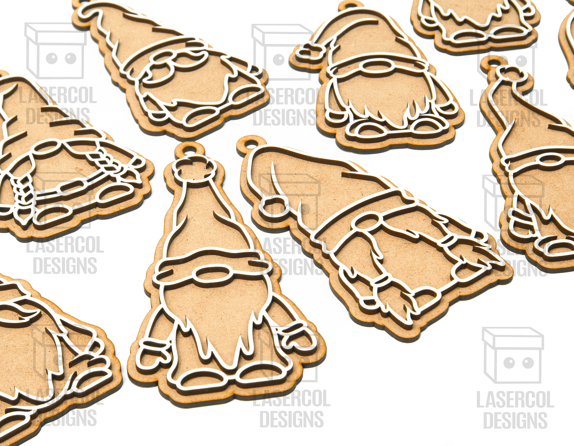 Gingerbread Gnomes Christmas Ornaments (10 Styles) - Laser Cut Files product image (6)