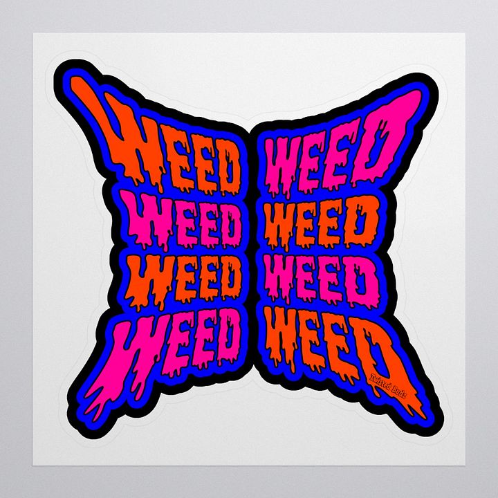 Strange Stoner Sticker, Pink Orange Black Blue Butterfly Weed 420 Art product image (1)