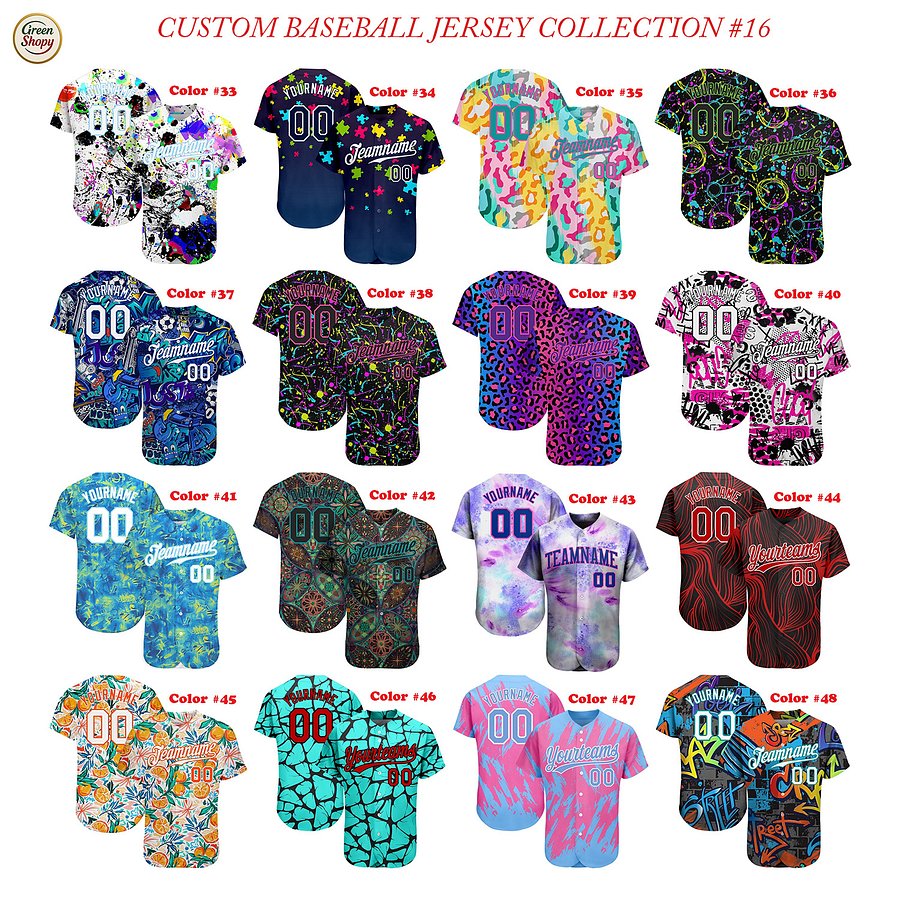 Authentic Baseball Jersey, Custom Baseball Jersey, Personalized Sport Jersey, Multi Colorful and Patterns Color product image (3)