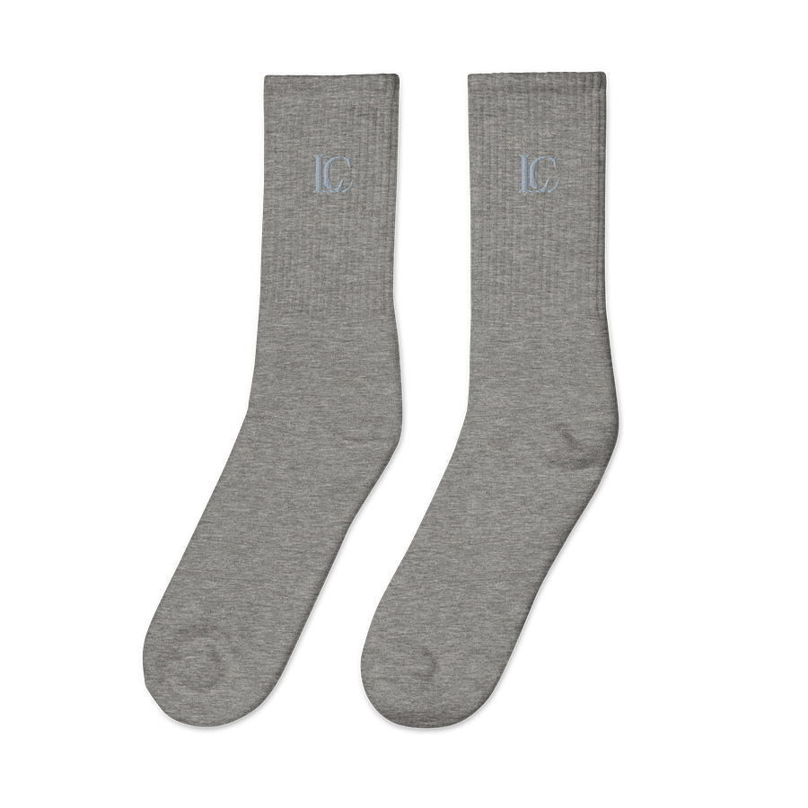 Embroidered Crew Socks (Heather Grey) product image (4)