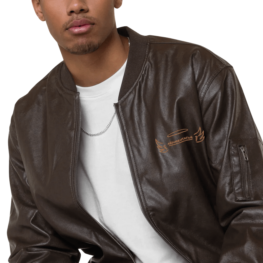 ANGELIC monochrome brown faux leather jacket product image (7)