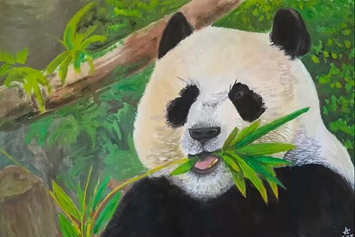 Bambu maistuu – ja elämä hymyilee. 🐼✨
Guassimaalaus pandasta metsän syleilyssä.

#TaidettaAlponKanssa #AlpoRuusuInspired #Elä...