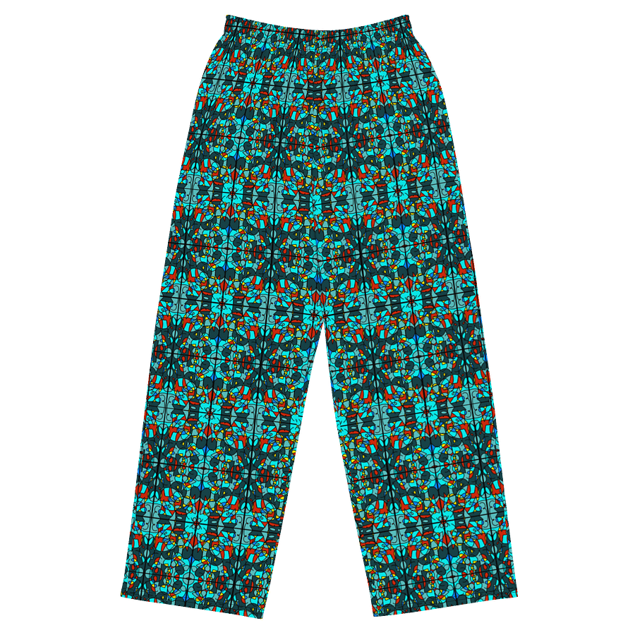Turquoise Stained Glass - All-Over Print Wide-Leg Pants product image (5)