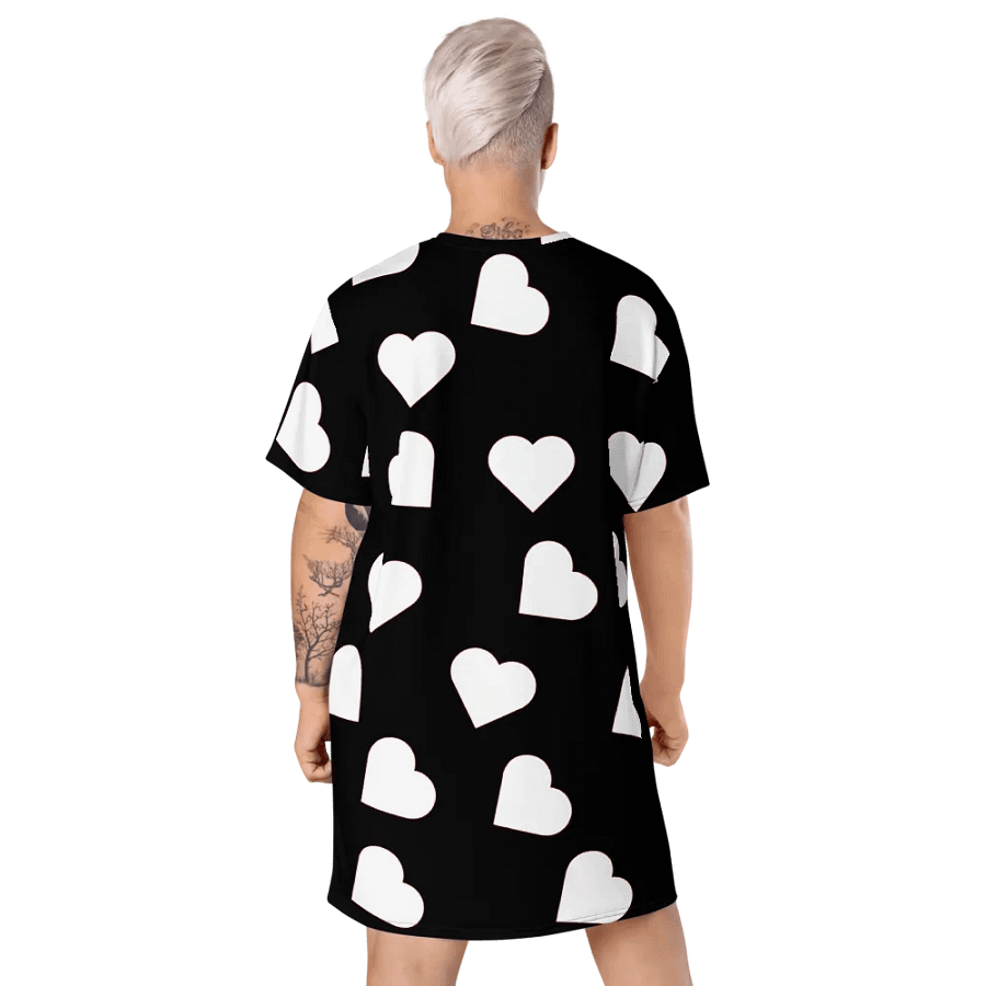 Love Pattern 5 Black and White Ladies T Shirt Dress product image (9)