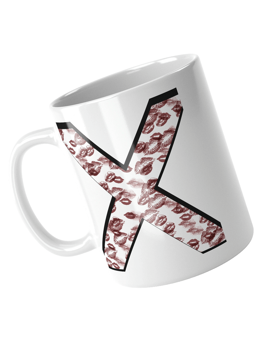 White X Burgundy Lipstick Kisses | Glossy White Mug product image (1)