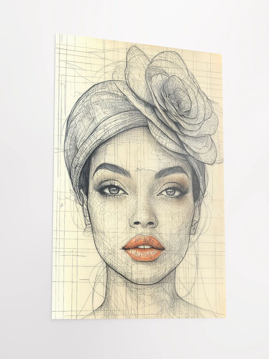 Classic Chic: Retro Portrait Art Print of a Woman in a Spectator Hat product image (2)