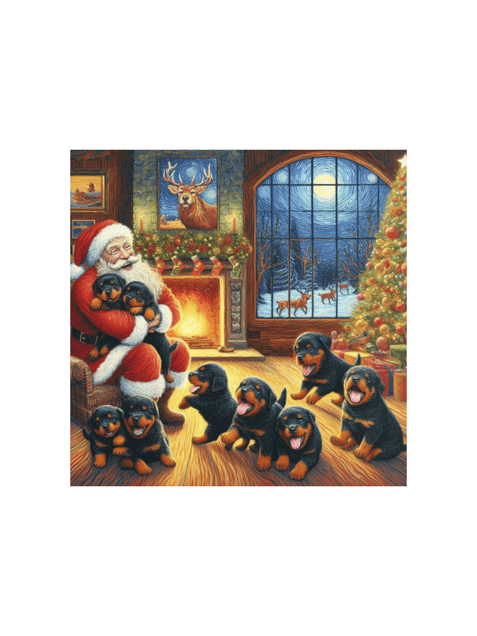 Rottweiler Puppies & Santa Christmas Poster product image (1)