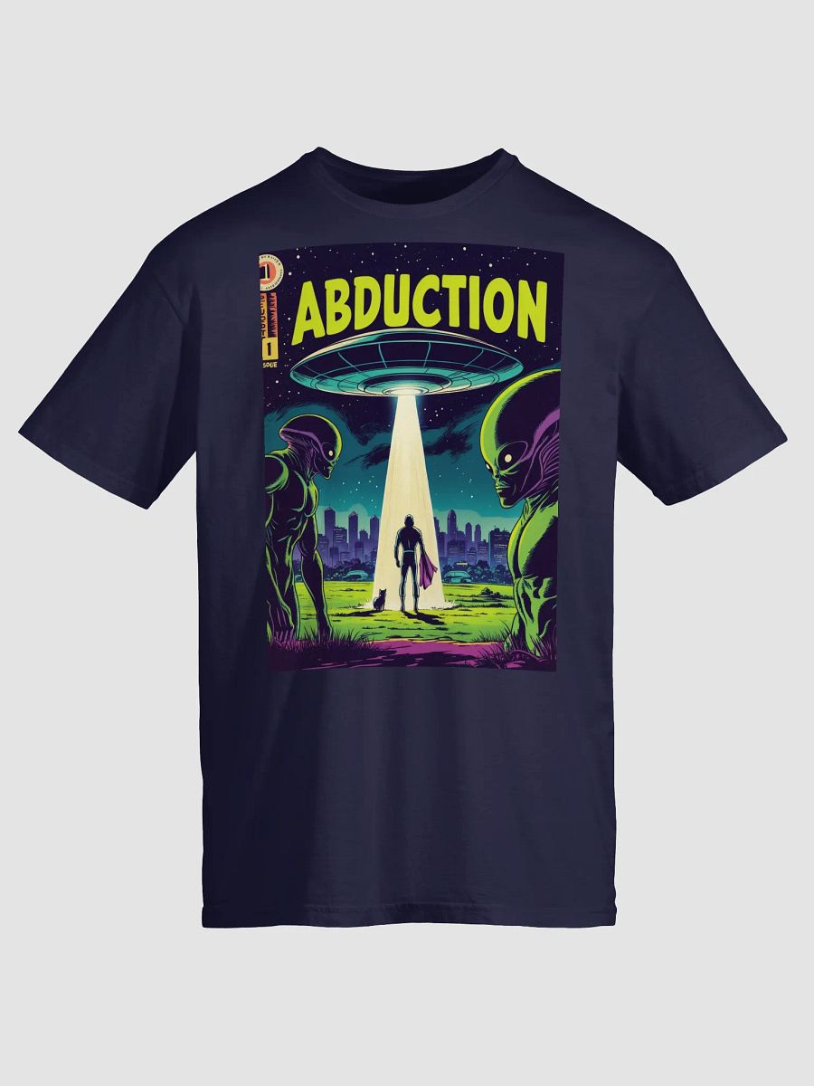 1970s Sci-Fi Comic T-Shirt – Retro Alien Abduction Art product image (2)