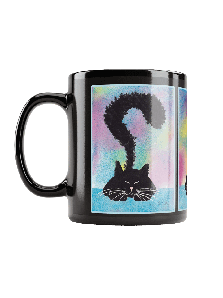 Black Kitty Coming to Full Attention on Black Ceramic Mug product image (1)