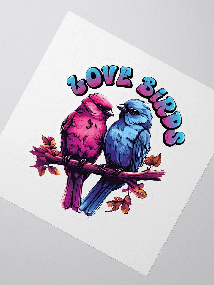 Love Birds Kiss Cut Stickers - Colorful & Elegant Romantic Bird Stickers for Couples product image (2)