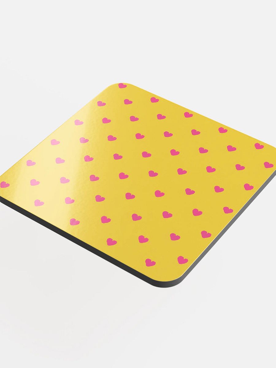 Pink Hearts Yellow Cork Coaster product image (4)