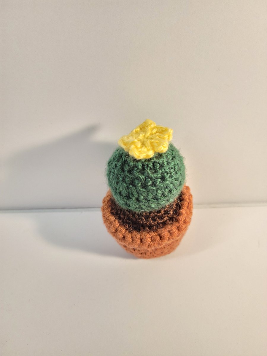 Handmade Amigurumi Mini Cactus With Flower Stuffed Animal product image (2)