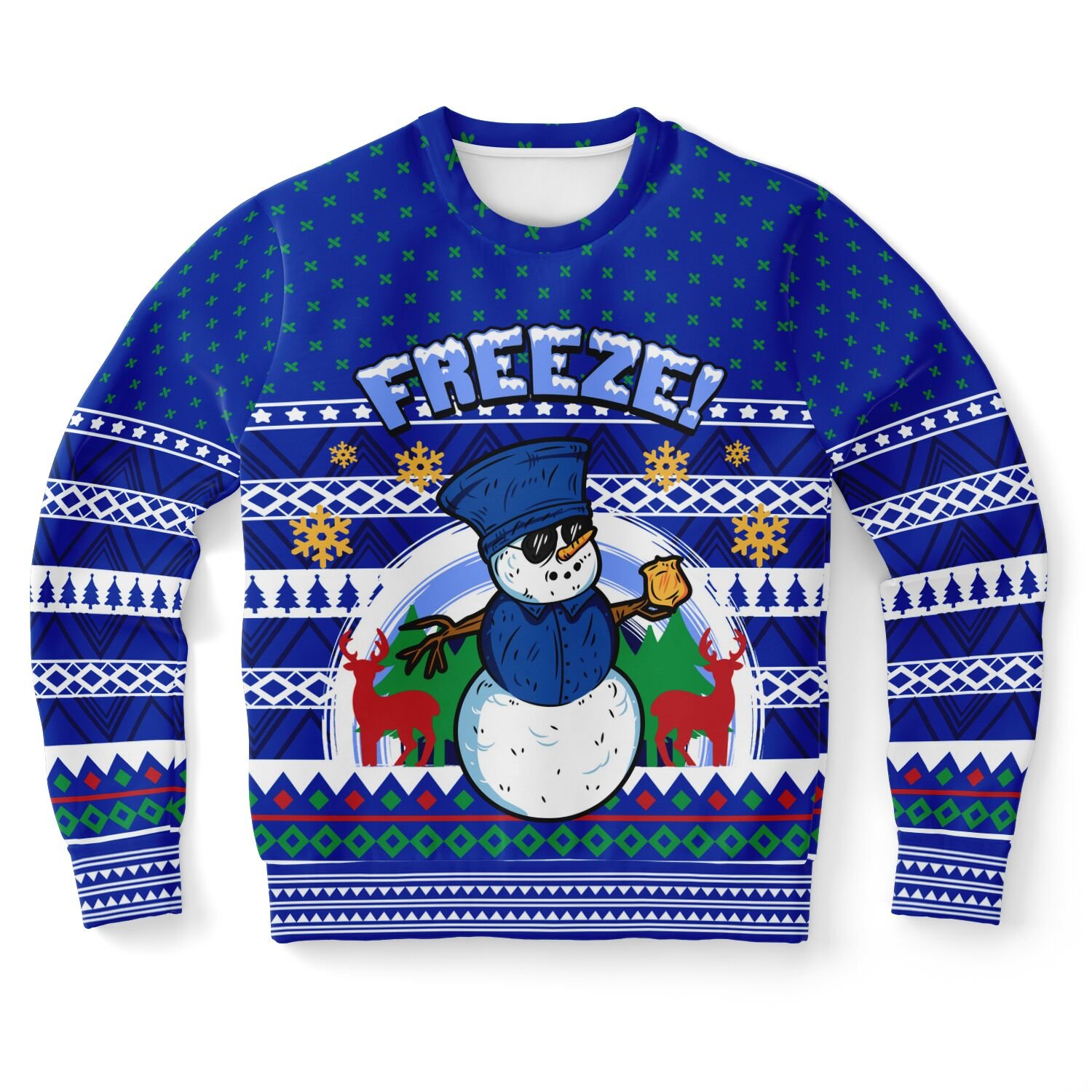 "Freeze" Snowman Police Christmas Sweater | Funny Holiday Law Enforcement Sweatshirt | Ugly Christmas Party Outfit product image (9)