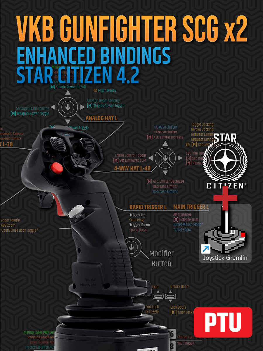 VKB Gunfighter Enhanced Dual Star Citizen Bindings | Joystick Gremlin Required product image (1)