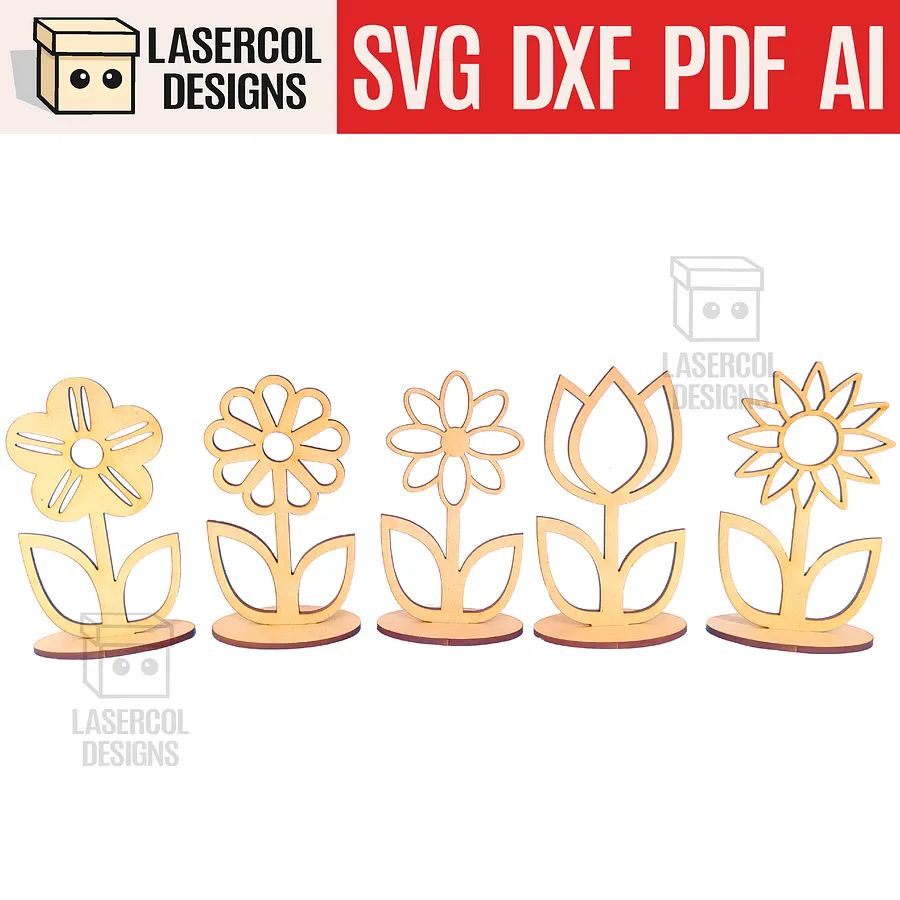 Flowers - Set 3 - (Two Sizes, Five Styles)- Laser Cut Files product image (1)