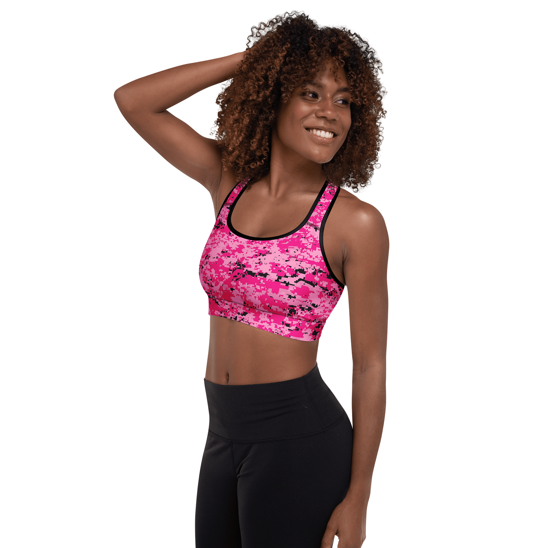Pixelated Pink Camo Padded Sports Bra product image (5)
