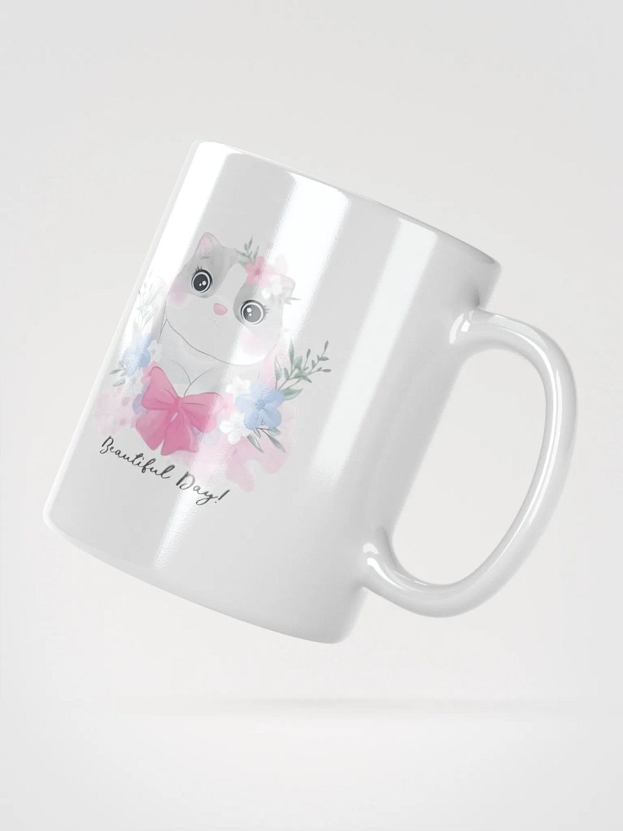 White Glossy Mug Cute Little Kitty product image (2)