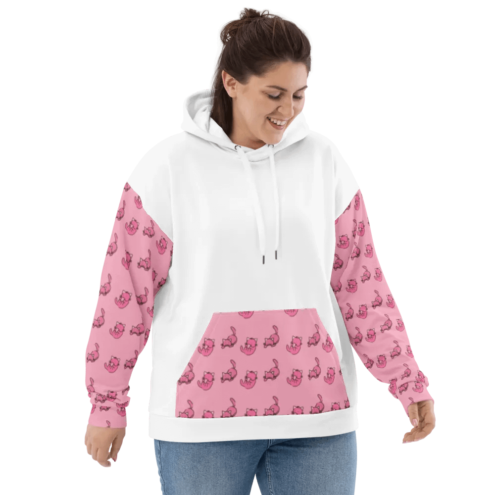 White and Pink Cat Paradise Hoodie product image (6)