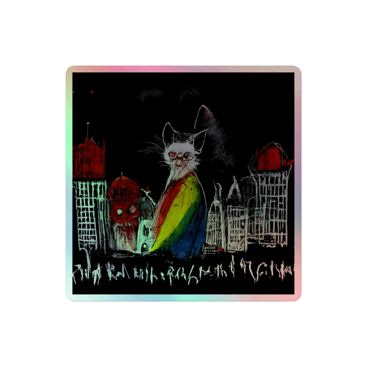 Rainbow Cat Cityscape Holographic Sticker Sheet product image (2)