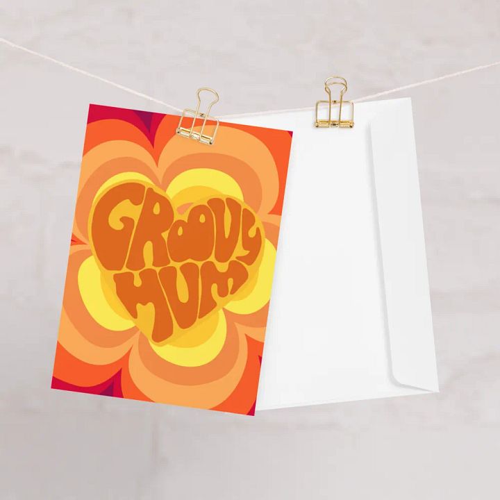 Groovy Mum terracotta retro portrait greetings card product image (1)
