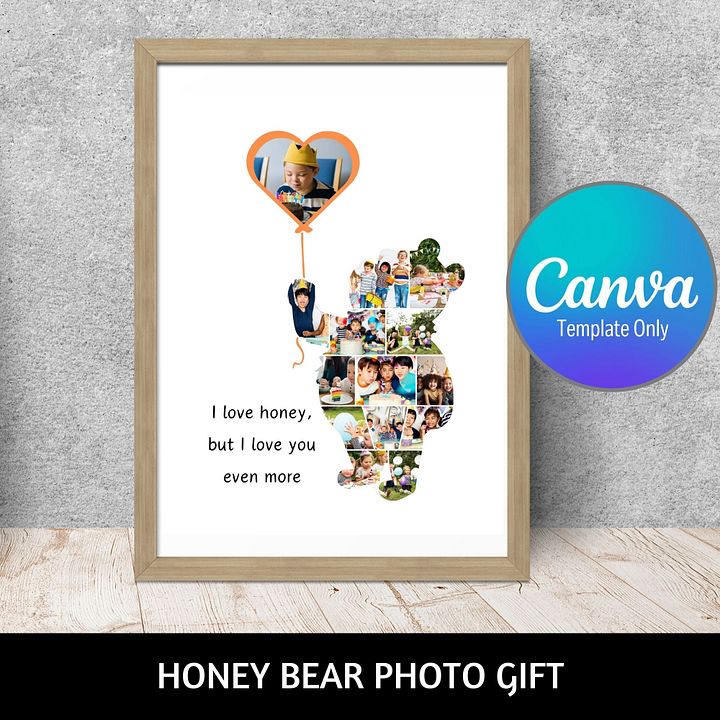 Winnie The Pooh Honey Bear Photo Collage Frames Canva Template product image (1)