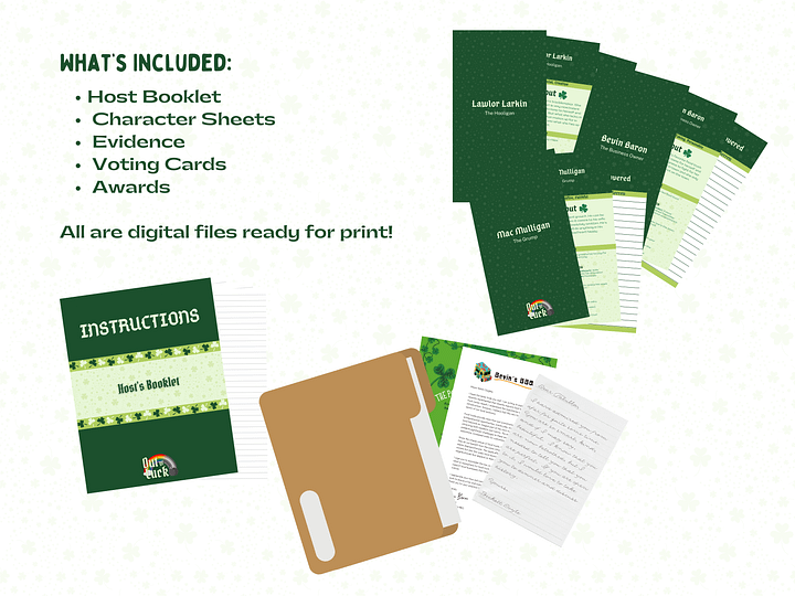 Out of Luck - A Festive St. Patrick's Day Murder Mystery - 10-25 Player Base Game product image (2)