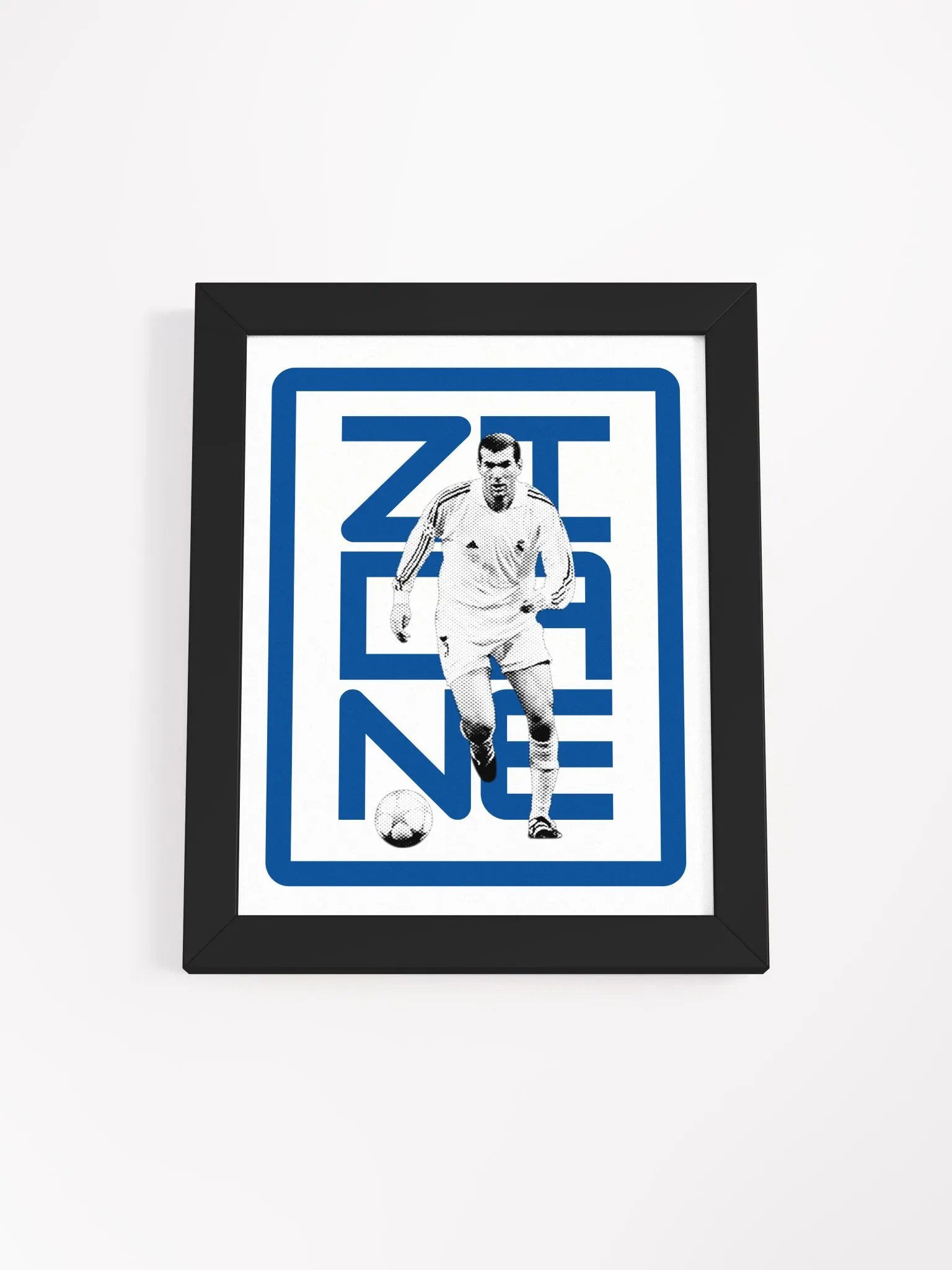 Zinedine Zidane BW Real Madrid Name Art Framed Print product image (3)