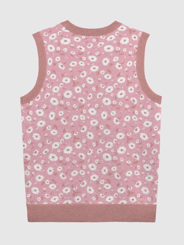 Blush Pink Daisies Knitted Vest product image (2)